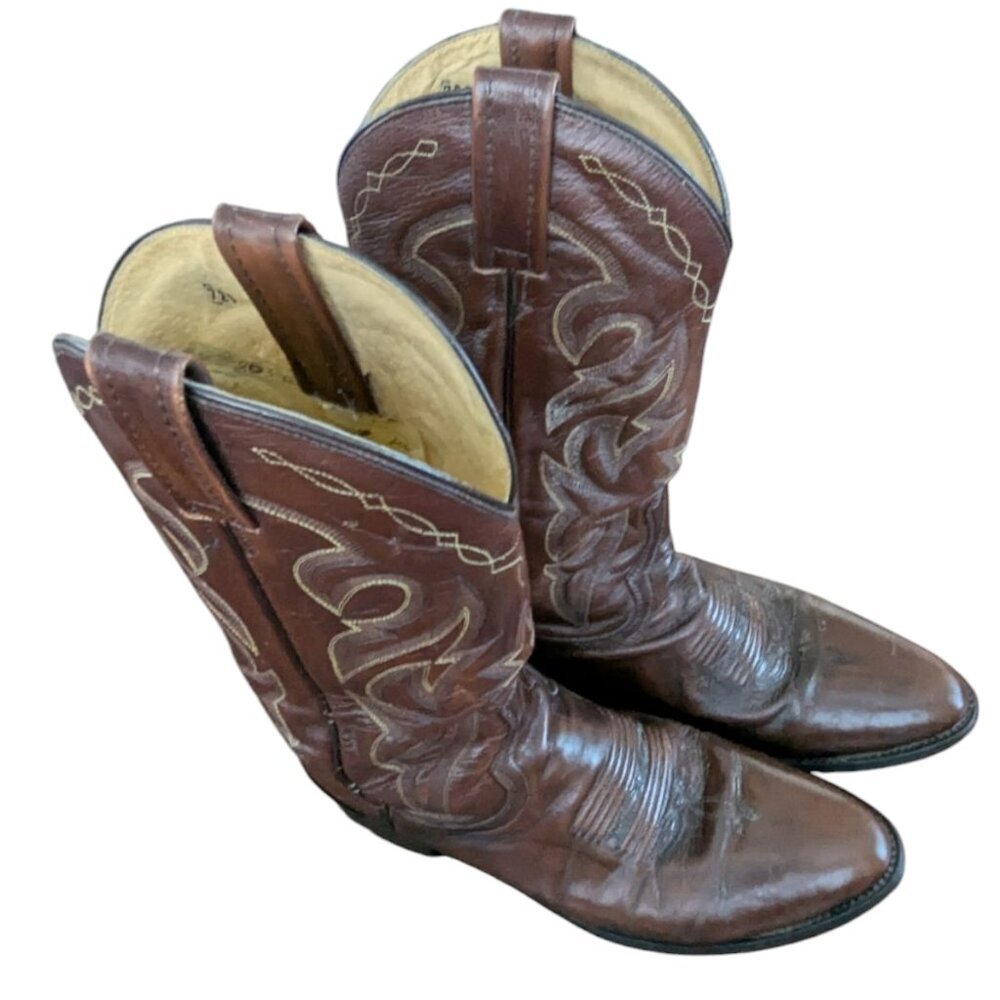 Vintage Dan Post Men's Brown Leather Western Boots - Size 8.5 D - Picture 8 of 16